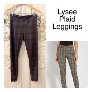 Lysse Leggings Women's M Black Plaid Cropped Ankle Skinny Pants Shapes Controls